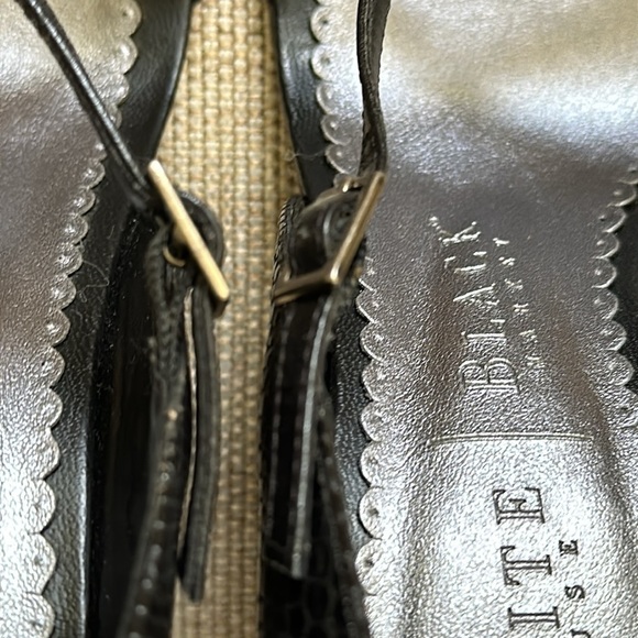 WHBM Heeled Sandals Embossed Leather Strappy Open Toe Wedges Side Buckle - Picture 9 of 14